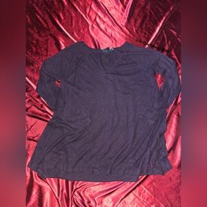 Oversized V-Neck Ribbed Long Sleeve Shirt in purple